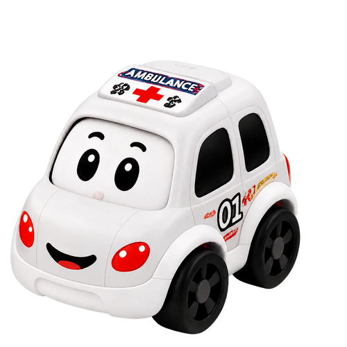 White Rollimo Ambulance tumbling toy car