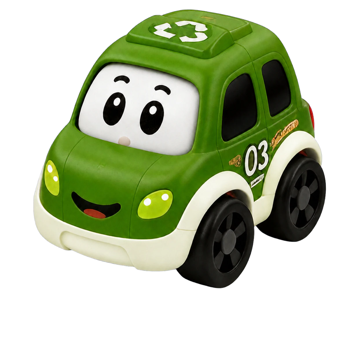 Green Rollimo Recycling tumbling toy car